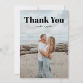 Klassische Typografie 2 Foto Hochzeit Dankeskarte (Vorderseite)