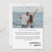 Klassische Typografie 2 Foto Hochzeit Dankeskarte (Rückseite)