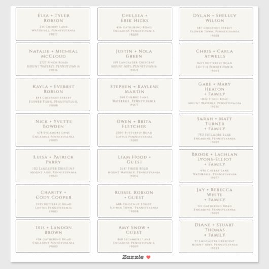 Klassische Typografie | Beige Guest Address Labels (Blatt)
