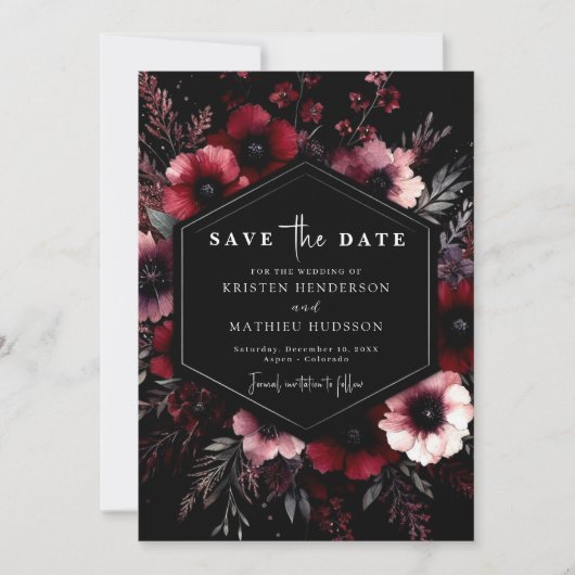 Klassische Typografie Burgundy Wedding Save The Date (Vorderseite)