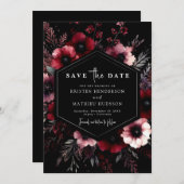 Klassische Typografie Burgundy Wedding Save The Date (Vorne/Hinten)