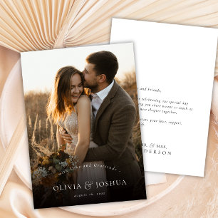 Klassische Typografie Elegante Hochzeit mit Einzel Dankeskarte