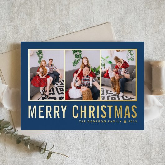 Klassische Typografie Foto Collage Blue Christmas