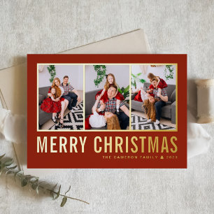 Klassische Typografie Foto Collage Red Christmas Folien Feiertagskarte