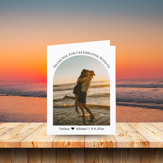 Klassische Typografie Hochzeitssommer Foto Dankeskarte