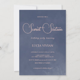 Klassische Typografie Navy Blue Smoke Sweet 16 Einladung