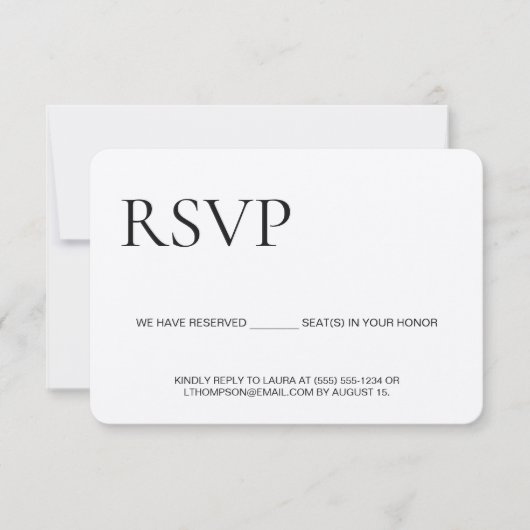Klassische Typografie reserviert Sitzplatz keine E RSVP Karte (Vorderseite)