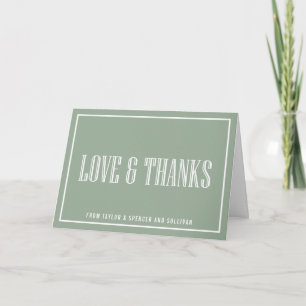 Klassische Typografie Salbeigrüne Hochzeit Dankeskarte