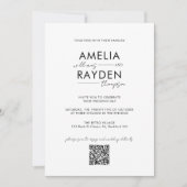 Klassische Typografie Script Foto QR Code Hochzeit Einladung (Vorderseite)
