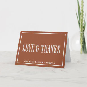 Klassische Typografie Terracotta Wedding Dankeskarte