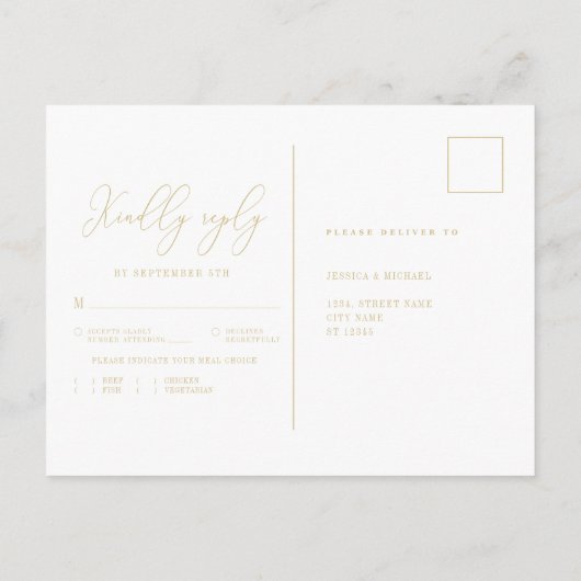 Klassische UAWG zum Hochzeitsessen mit Flora Postkarte (Rückseite)