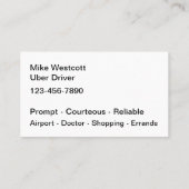 Klassische Uber Driver Glossy Business Cards Visitenkarte (Rückseite)
