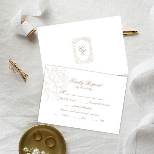 Klassische Umriss-Blumen-RSVP-Antwortkarte RSVP Karte