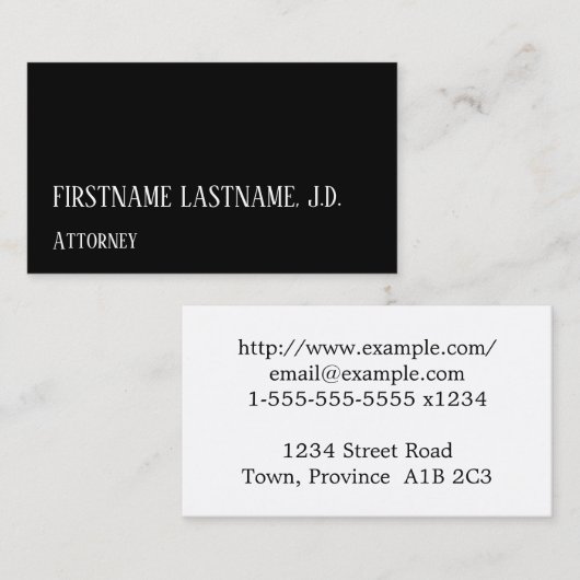Klassische und angesehene Anwaltskarta Visitenkarte (Vorne/Hinten)