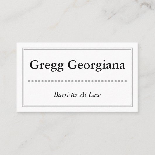 Klassische und einfache Barrister auf Jura Busines Visitenkarte (Vorderseite)