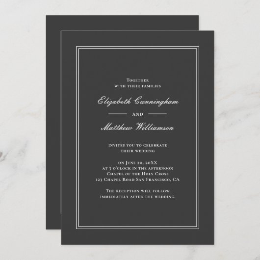 Klassische und einfache Elegante Einladung zur Hoc (Vorne/Hinten)