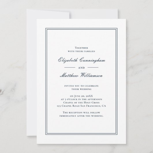 Klassische und einfache Elegante Einladung zur Hoc (Vorderseite)