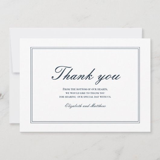 Klassische und einfache Elegante Hochzeit Vielen D Dankeskarte (Vorderseite)
