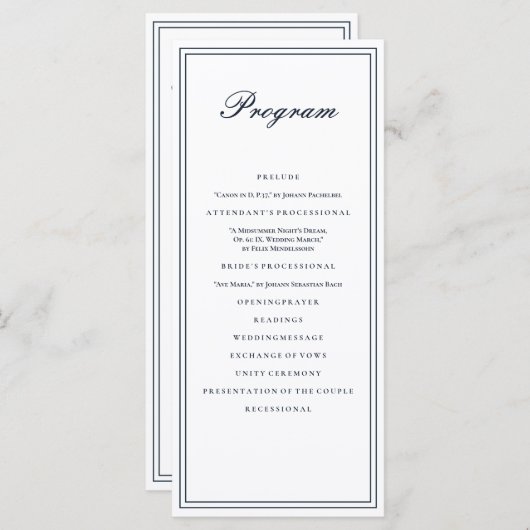 Klassische und einfache Hochzeit Programm (Vorne/Hinten)