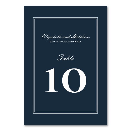 Klassische und einfache Hochzeit Tischnummer (Rückseite)