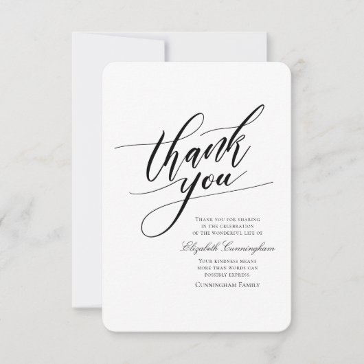 Klassische und einfache Kalligrafie-Gedenkstätte Dankeskarte (Vorderseite)