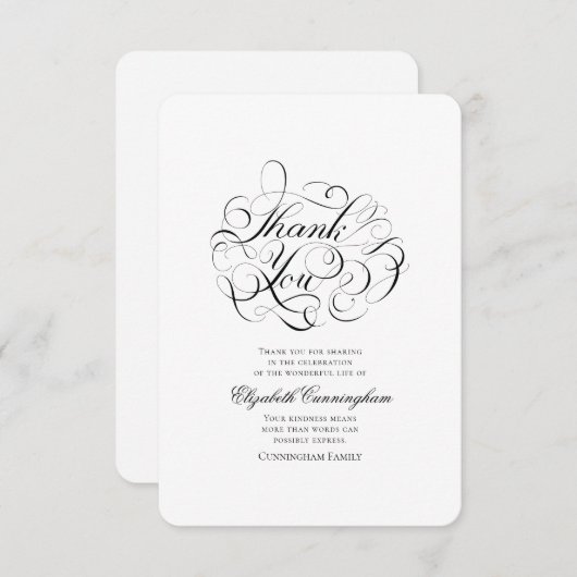 Klassische und einfache Kalligrafie-Gedenkstätte Dankeskarte (Vorne/Hinten)