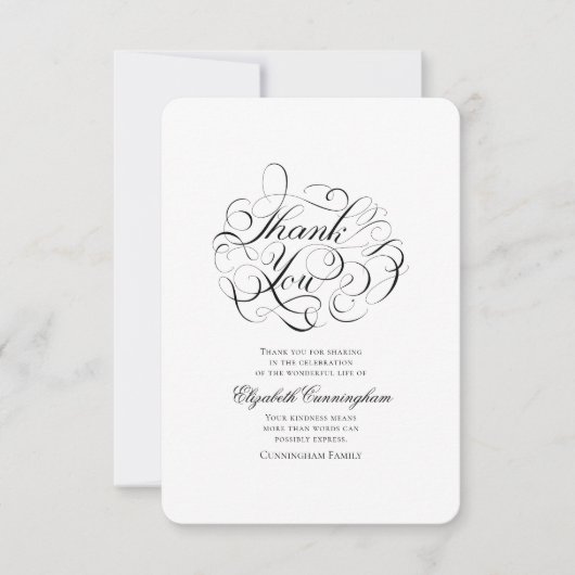 Klassische und einfache Kalligrafie-Gedenkstätte Dankeskarte (Vorderseite)