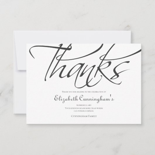 Klassische und einfache Kalligrafie-Gedenkstätte Dankeskarte (Vorderseite)