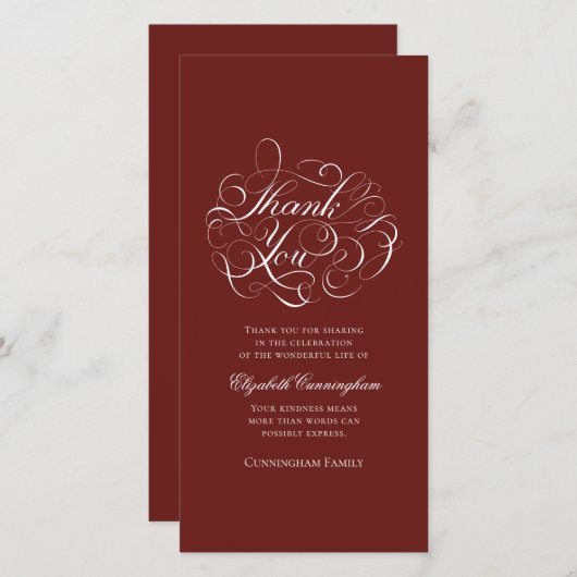 Klassische und einfache Kalligraphie-Gedenkstätte Dankeskarte (Vorne/Hinten)