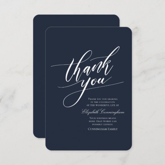 Klassische und einfache Kalligraphie-Gedenkstätte Dankeskarte (Vorne/Hinten)