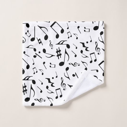 Klassische und einfache schwarze Musiknoten auf We Badhandtuch Set (Waschlappen)