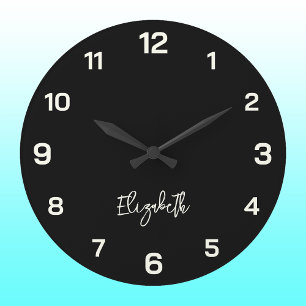 Klassische und elegante Schwarz- und Elfenbeinbeze Große Wanduhr