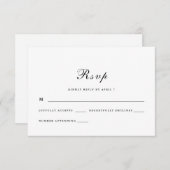 Klassische und elegante Script Schwarz und Weiß Ho RSVP Karte (Vorne/Hinten)