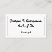 Klassische und individuell anpassbare Paralegal-Vi Visitenkarte (Vorderseite)