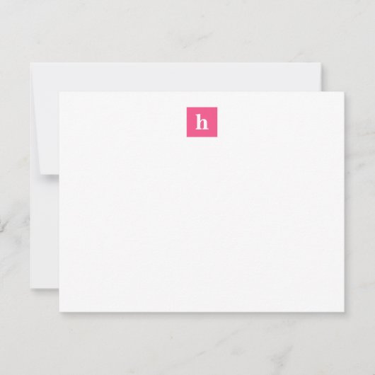 Klassische und moderne Square Monogramm in Rosa Mitteilungskarte (Vorderseite)