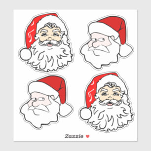 Klassische und moderne Weihnachtsmann-Gesichter Aufkleber