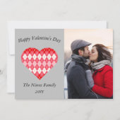 Klassische Valentinrot-rosa Raute (grau) Feiertagskarte (Vorderseite)