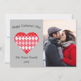 Klassische Valentinrot-rosa Raute (grau) Feiertagskarte