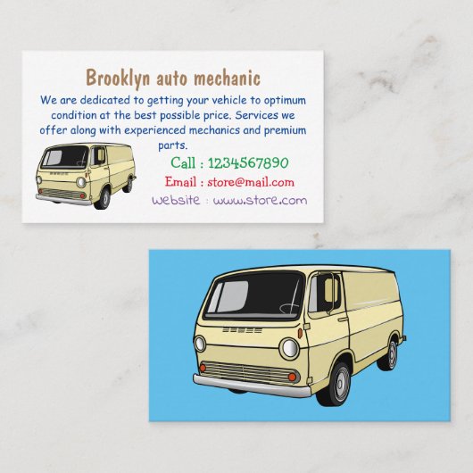 Klassische van-Cartoon-Abbildung Visitenkarte (Vorne/Hinten)