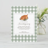 Klassische Verpackung und Karierter Erntedank Einl Einladung (Stehend Vorderseite)