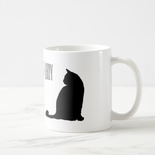 Klassische verrückte Katzen-Dame Mug Kaffeetasse (Rechts)