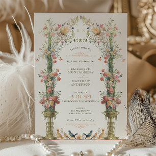 Klassische verzauberte Gartenhochzeitseinladung Einladung