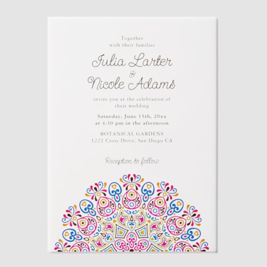 Klassische Verzierte Art Deco Stil Mandala Wedding Pergament Einladungen (Vorderseite)
