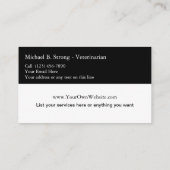 Klassische Veterinary Business Cards Visitenkarte (Rückseite)
