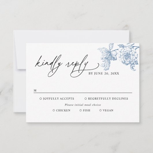 Klassische Viktorianische Blue-Meetings-Optionen H RSVP Karte (Vorderseite)