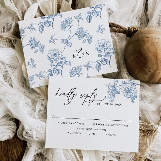 Klassische Viktorianische Blue-Meetings-Optionen H RSVP Karte