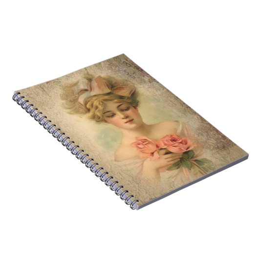 Klassische Viktorianische Dame mit Rose Notizblock (Rechte Seite)