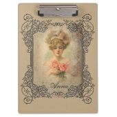 Klassische Viktorianische Dame mit Rose Zwischenab Klemmbrett (Vorderseite)