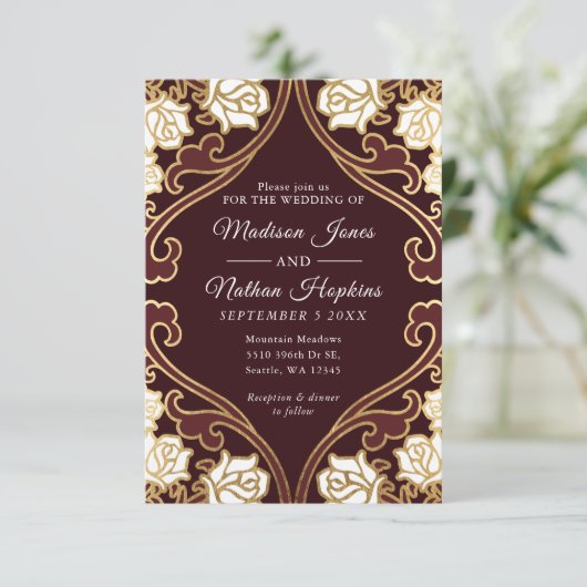 Klassische Viktorianische Hochzeit Einladung (Stehend Vorderseite)