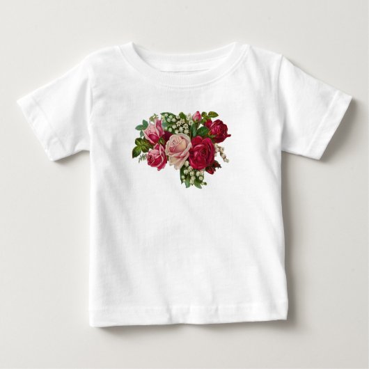 Klassische Viktorianische Rose Lily of the Valley Baby T-shirt (Vorderseite)